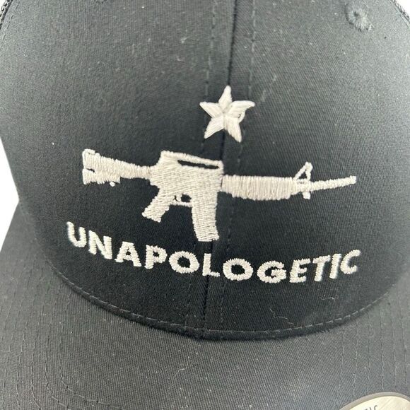 Unapologetic Black Snapback Mesh Trucker Hat Yupoong - Picture 5 of 5